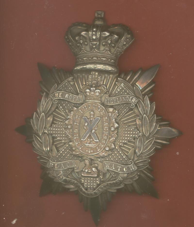 Scottish 1st VB Black Watch Royal Highlanders Victorian Officer's helmet plate
