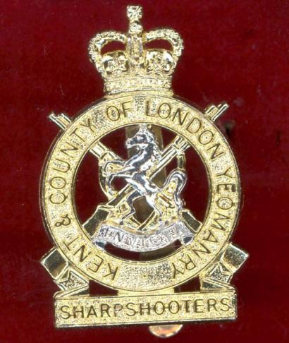 Kent & County of London Yeomanry staybright cap badge