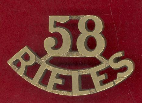 Indian Army 58 / RIFLES WW1 shoulder title
