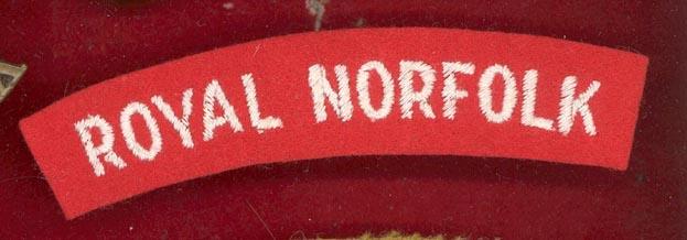 Royal Norfolk Regiment WW2 cloth shoulder title