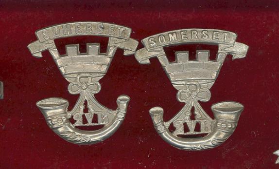 2nd VB Somerset Light Infantry Victorian collar badges