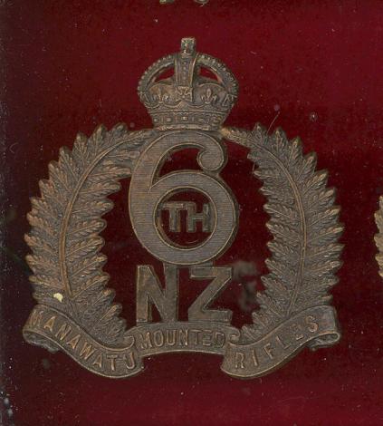 New Zealand 6th Manawatu Mounted Rifles cap badge