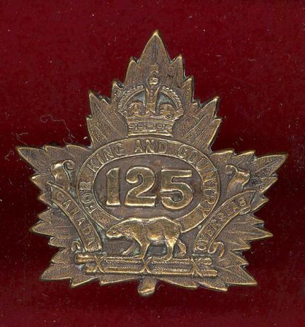 Canadian 125th Brantford Bn. WW1 CEF cap badge