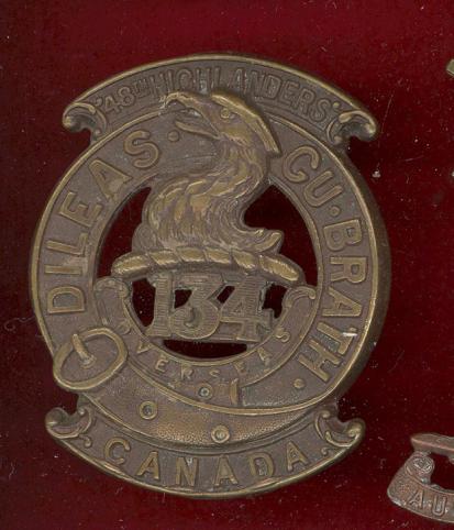 Canadian 134th (48th Toronto Highlanders ) Bn. WW1 CEF glengarry badge