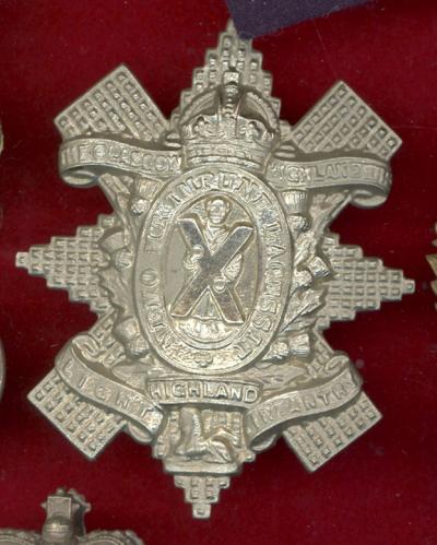 Scottish 1st Bn. Glasgow Highlanders WW2 OR's glengarry badge