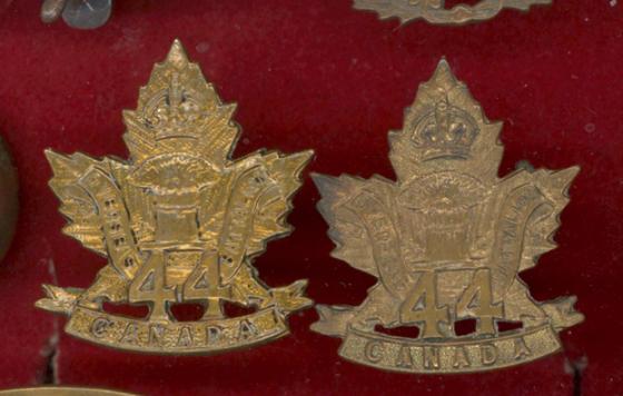 Canadian 44th New Brunswick Bn. WW1 CEF collar badges