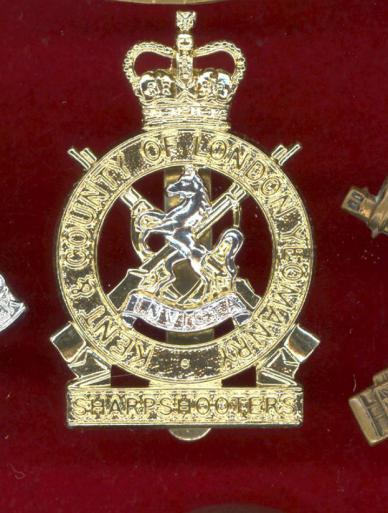 Kent & County of London Yeomanry staybright cap badge