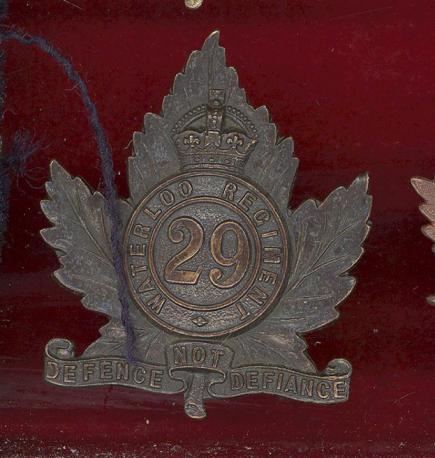 Canadian Militia 29th Waterloo Regt. cap badge
