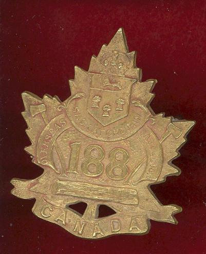 Canadian 188th Prince Albert Saskatchewan Bn. WW1 CEF cap badge