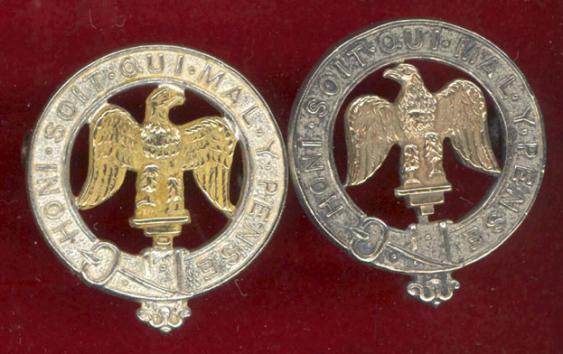 3rd Bn. East Anglian Brigade Officer's collar badges