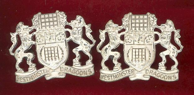 Westminster Dragoons Officer's collar badges 