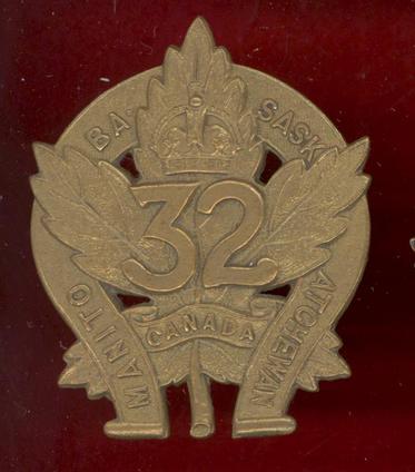 Canadian 32nd Manitoba & Saskatchewan WW1 CEF OR's cap badge 