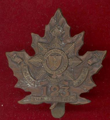 Canadian 123rd Toronto Bn. WW1 CEF cap badge 