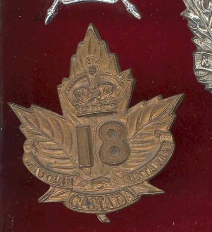 Canadian 18th London Ontario Bn. WW1 CEF cap badge 