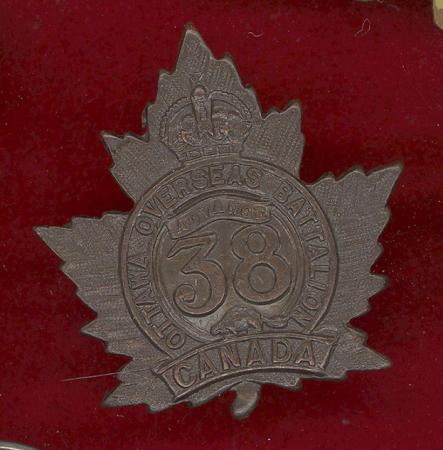 Canadian 38th Ottawa Bn. WW1 CEF cap badge