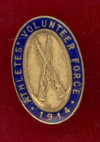 Athletes Volunteer Force 1914 WW1 mufti lapel badge 