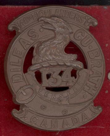 Canadian 134th (48th Toronto Highlanders ) Bn. WW1 CEF glengarry badge 