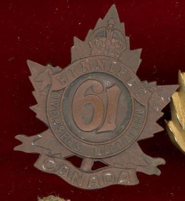 Canadian 61st Winnipeg Bn. WW1 CEF cap badge 