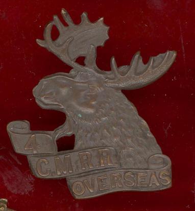 4th Canadian Mounted Rifles Regt WW1 CEF cap badge 