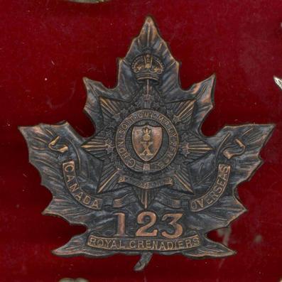 Canadian 123rd Toronto Bn. WW1 CEF cap badge 