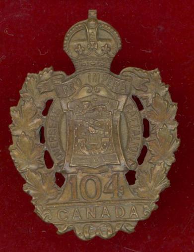 Canadian 104th New Brunswick Bn. WW1 CEF cap badge 