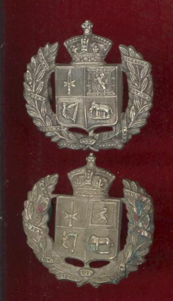 Indian Army ; East India Railway Volunteer Corps WW1 collar badges