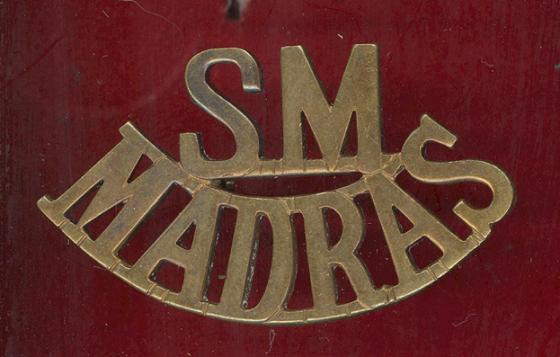 Indian Army S.M. / MADRAS WW1 shoulder title