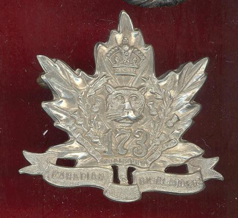 Canadian 173rd Canadian Highlanders Bn. WW1 CEF Officer's cap badge