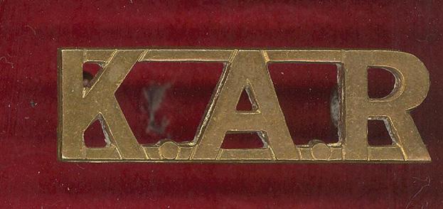 K-A-R King's African Rifles shoulder title