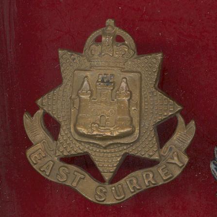 East Surrey Regt WW1 economy issue cap badge