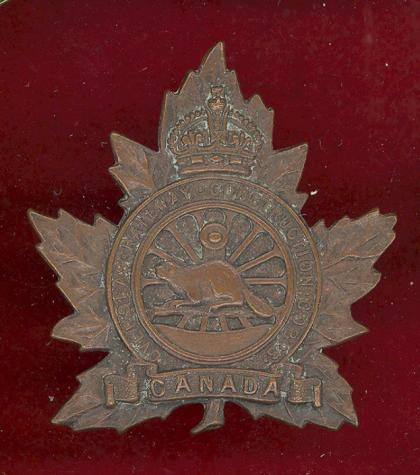 Canadian  Railway Construction Bn. WW1 CEF cap badge