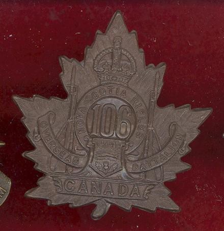 Canadian 106th Nova Scotia Rifles Bn. WW1 CEF cap badge