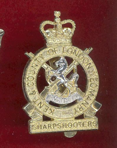 Kent & County of London Yeomanry staybright cap badge