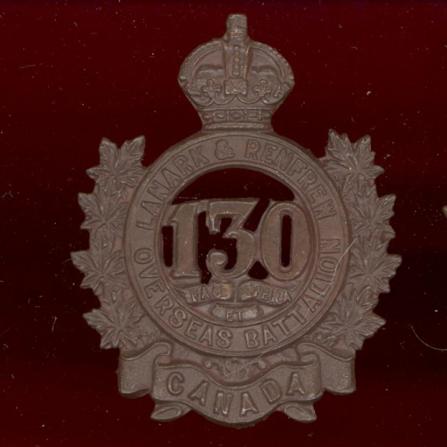 Canadian 130th Lanark & Renfrew Bn. WW1 CEF cap badge 