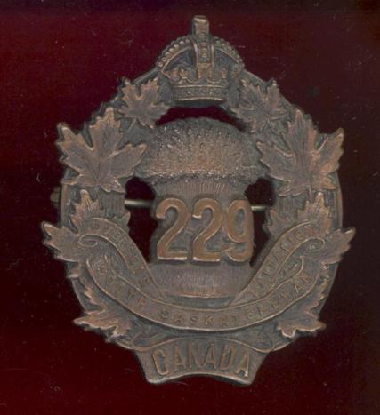 Canadian 229th South Saskatchewan Bn. WW1 CEF cap badge 