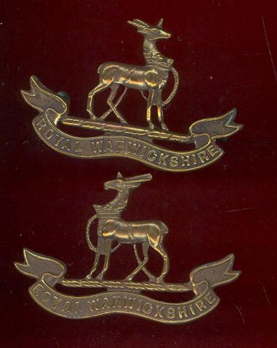 Royal Warwickshire Regt. Officer's OSD  collar badges