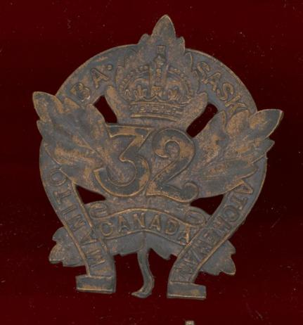 Canadian 32nd Manitoba & Saskatchewan WW1 CEF OR's cap badge