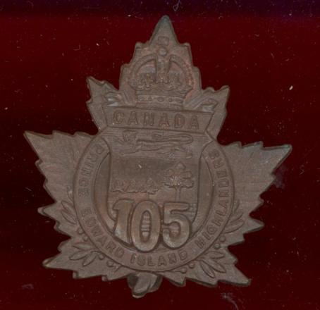 Canadian 105th Prince Edward Island Highlanders Bn. CEF WW1 cap badge