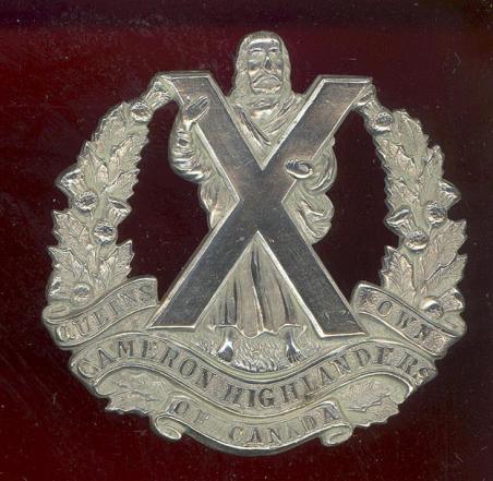 Canadian Queen's Own Cameron Highlanders of Canada glengarry badge