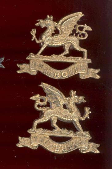 The Buffs Royal East Kent Regiment WW1 Officer's dress collar badges