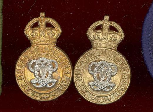 7th Queen's Own Hussars OR's collar badges