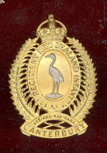 1st Regiment New Zealand Infantry(Canterbury) EIIR Officer's K/C cap badge 