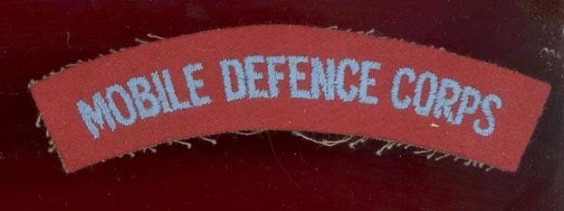 MOBILE DEFENCE CORPS cloth shoulder title