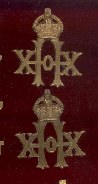 20th Hussars WW1 OR's collar badges