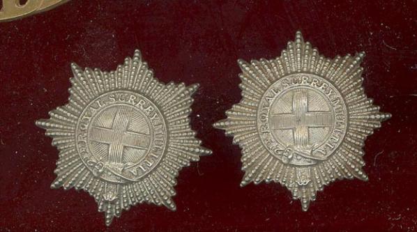 2nd Royal Surrey Militia Victorian OR's collar badges