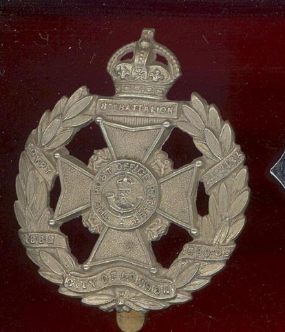 8th Bn.City of London Regt.Post Office Rifles OR's cap badge 