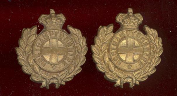 The Northamptonshire Regiment Victorian OR's collar badges 