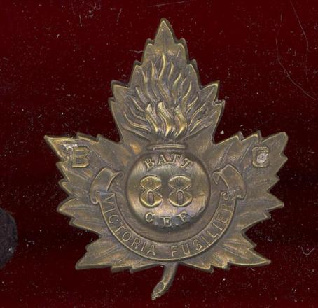 Canadian 88th Victoria Fusiliers Infantry Bn. WW1 CEF cap badge