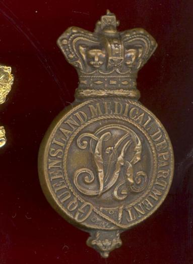 Australian Queensland Medical Department Victorian cap badge