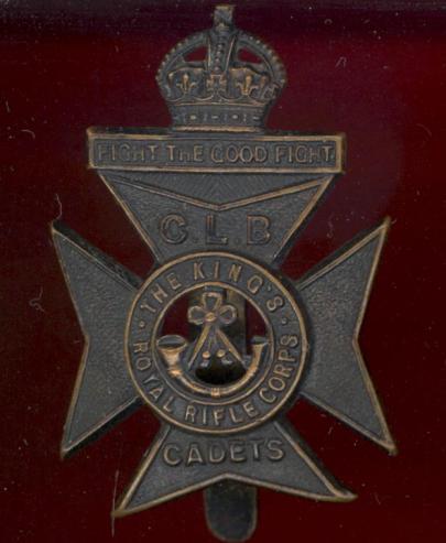 16th Service Bn. King's Royal Rifle Corps Church Lads Brigade Cadets cap badge